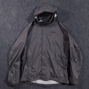 Marmot Jacket Mens Large‎ Gray Hooded Rain Shell Waterproof Windbreaker Full Zip